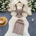 Luxury knit cami two-piece set for women - slim fit, figure-flattering, and chic for summer . perfect for work and everyday wear