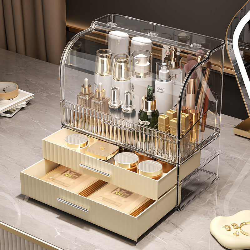 Desktop Cosmetics Storage Box Drawer Type Light Luxury Large Capacity Dresser Skin Care Products Mask Shelf Anti-dust