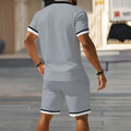 hot-selling men's polo shirt set, new summer two-piece casual short-sleeve and shorts set, dropshipping available