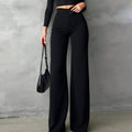 exportelegantwork clothinghigh waiststraight-leg pants women's spring & fallnew arrivaldrapedilmslimming look black suit pants