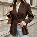 European and american plus size women's blazer - turn-down collar, single button, slim fit, long sleeve, minimalist workwear style - wholesale supply