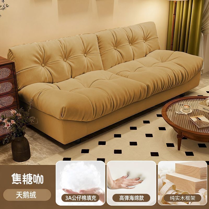 Sofa small apartment living room sofa new arrival double three-person fabric straight row lazy cream style bedroom small sofa