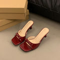 French high-heeled slippers: new 2024 women's summer outdoor square-toe stiletto thong sandals with bow detail - versatile and chic