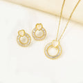 European and american style zircon necklace and earring set - high-end gemstone, light luxury, cross-border, round necklace, women's jewelry wholesale