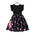 girls' dress: sweet black flutter sleeve sundress with teddy bear and heart print - perfect for summer!