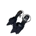 Za autumn new 2023 french high heel pointed toe bowknot decorated low-cut slingback niche design stiletto sandals for women