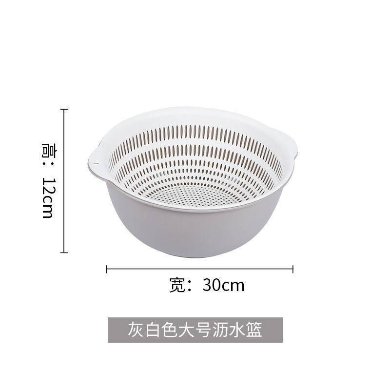 Double-layer sink drain basket six-piece set kitchen living room for home fruit washing plate casual plastic rice washing basket