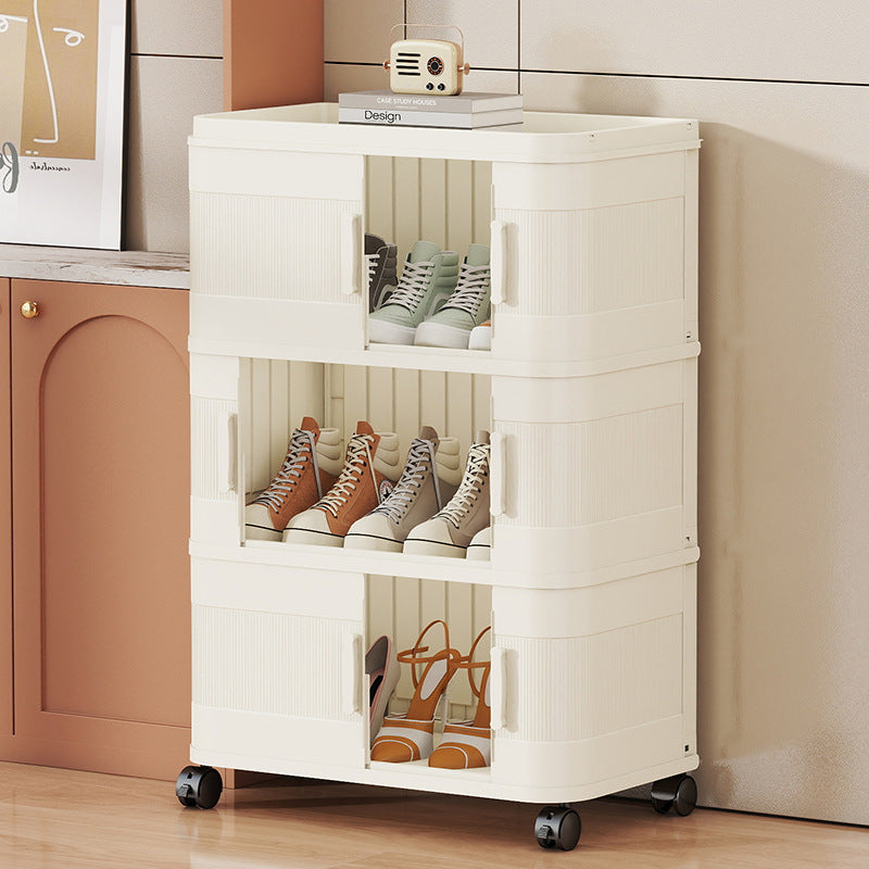 Installation-free shoe box Transparent shoe storage box Multifunctional large storage shoe cabinet Thickened multi-layer folding shoe rack