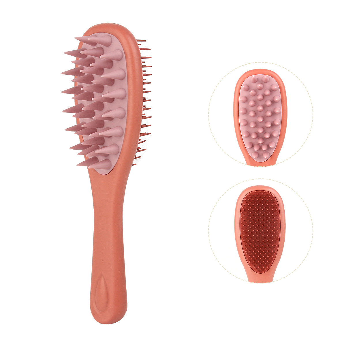 Cross-border long handle double tooth shampoo brush silicone handle shampoo comb rubbing bath massage shampoo comb scalp cleaning