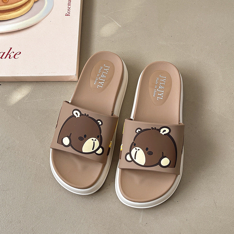 New arrivalthick sole slippers cute cartoon cool ins trendy outwear women's internet celebrity indoor non-slip platform cake beach women's slippers