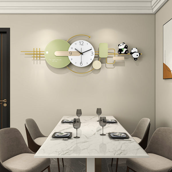 Wall clock living room light luxury clock creative panda decoration home high sense atmosphere dining room wall clock no punching
