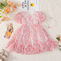 girl's pastoral style floral dress medium longprintingfashion style kids beach skirt fresh skirt
