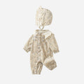 Fall/winter  country chic baby romper, class a floral print, fleece-lined, baby girl's crawling suit, long-sleeve, instagram-ready infant outfit