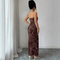 new burgundy spaghetti strap mesh sequin sexy casual dress - european & american style