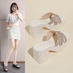 summer new arrival: plus-size high-heeled slippers for women (sizes 35-42). wholesale available. dropshipping to  and