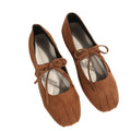Lazy plus sizeflatsfemaleautumnew arrivalpleated suede bowscross-border exportflatscasualflats