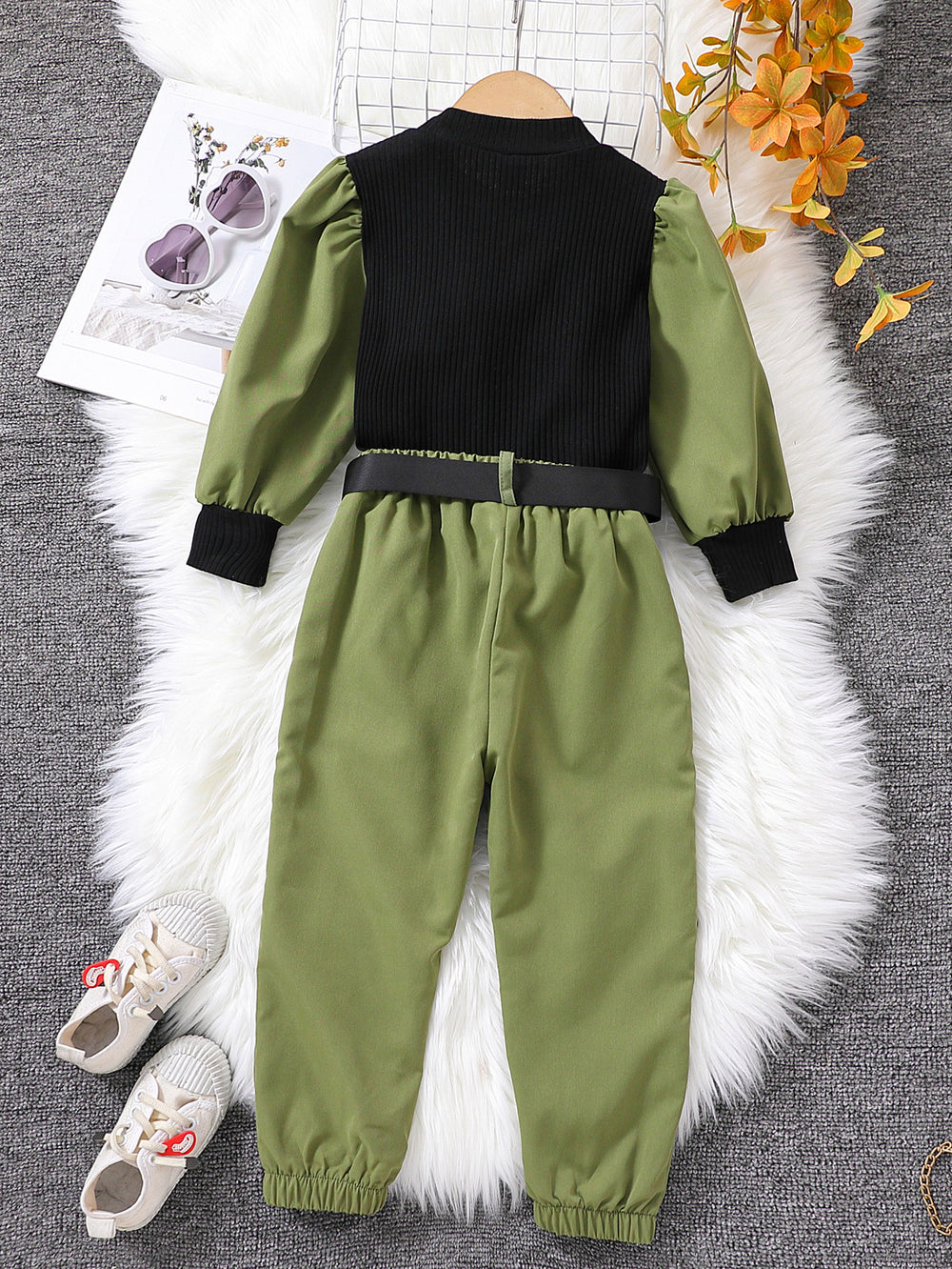 kidssuitautumnew arrivalworkwearlong sleevessuitcolorblock pit tops+pantssuit comes with belt