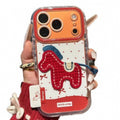 New year's case suitable for iphone17promax mobile phone case chinese style embroidered knitted pony apple 16 protective cover 15