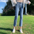 Commutingstraight-leg pants hot-selling new arrivalcasual denim nine-point pants easiest for matchhigh waistslimming look hip-lifting washed jeans