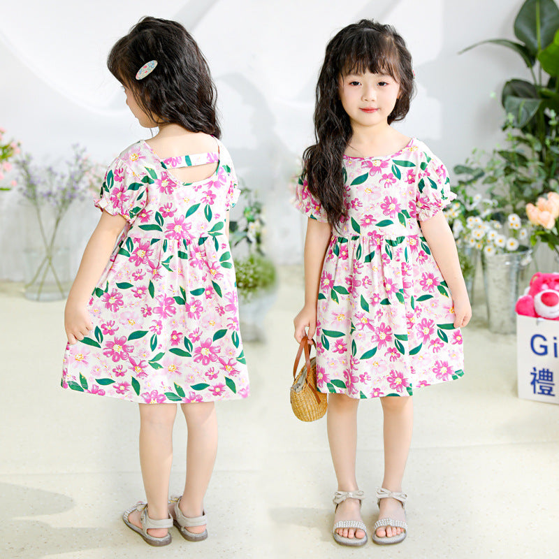Spring & fallk-style children's clothing for children and girls, floral pastoral cotton baby a-line skirt, children's dress