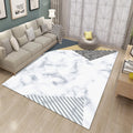 Custom-made modern minimalist marble texture plaid area rug - full coverage light luxury home living room carpet