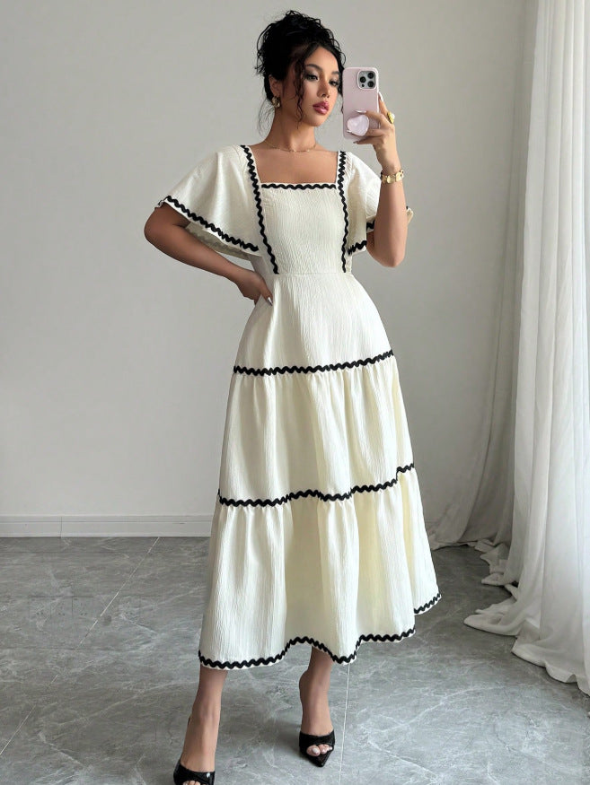 Women's summer spaghetti strap dress  - vacation style, backless, a-line maxi casual sundress