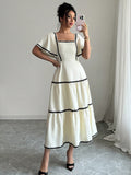 Women's summer spaghetti strap dress  - vacation style, backless, a-line maxi casual sundress