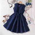 girls' summer new arrivals: korean style artsy long dresses for mid-to-large children, girls' cake beach dresses - wholesale supply