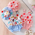 Children's clothing cross-border european and american girl suspender tops+shorts+hat baby children's clothing