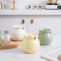 Accessible luxury lard filled ceramic kitchen seasoning storage jar multi-purpose seasoning jar with spoon for home chili jar wholesale