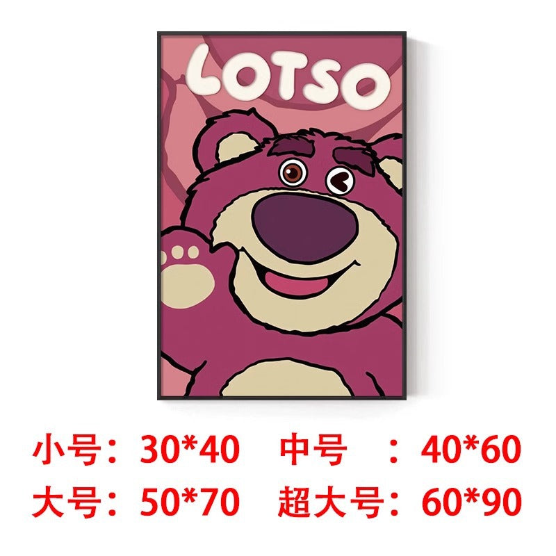 Strawberry bear decorative painting cute trend lotso Stitch pendulum painting hanging painting living room bedroom wall painting