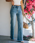 Fashion  independent station cross-border new style raw edge washed and polished mid-waist slimming look denim pants trendy women