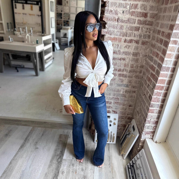 Y5275 autumn and winter European and American women's clothing fashion back bow decoration skinny jeans