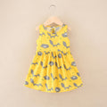 New summer girls' dresses: girls' sundresses, yellow fox cotton dresses, princess kids' beach dresses