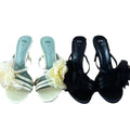 Za2024 summer new women's shoes floral decorated thin strap high heel sandals casual versatile fashion sandals for women