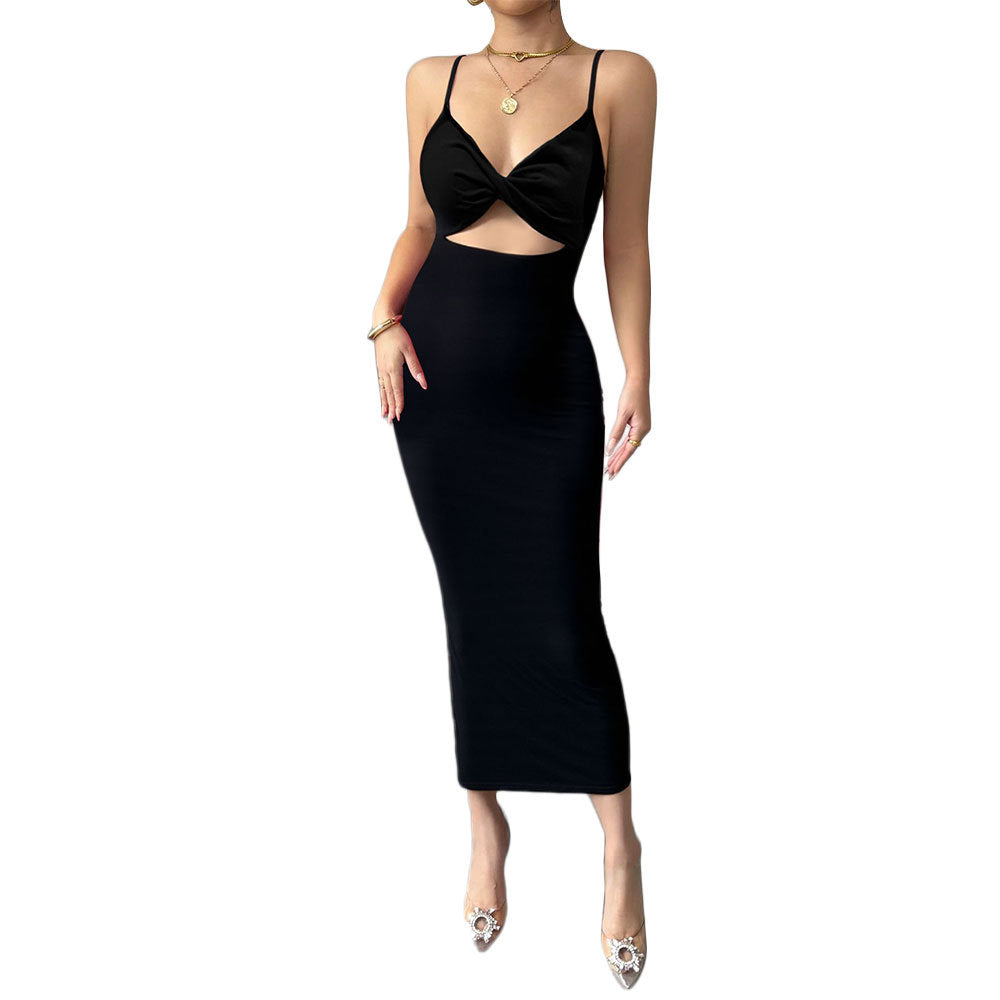 Shein Independent Station Cross-border Women's Celebrity Style Dress Summer Sleeveless Suspender Sexy Temperament Hip Wrap Long Dress