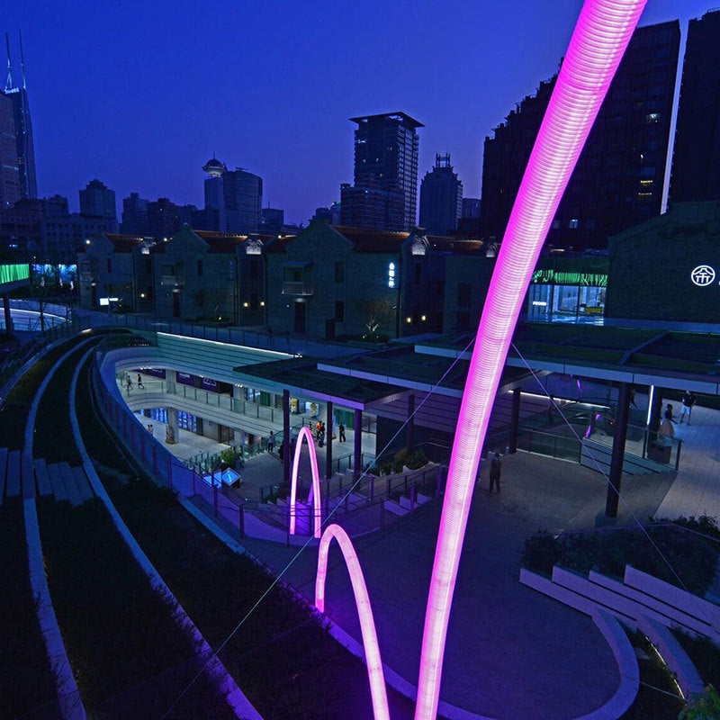 Commercial Street Shopping Mall Outdoor LED Color-changing Lighting Interactive Installation Meichen Cross Street Arch Creative Art Curve Light