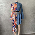 Source denim chiffon patchwork unique cutting fashionloose shirt dressfashion african plus size special price