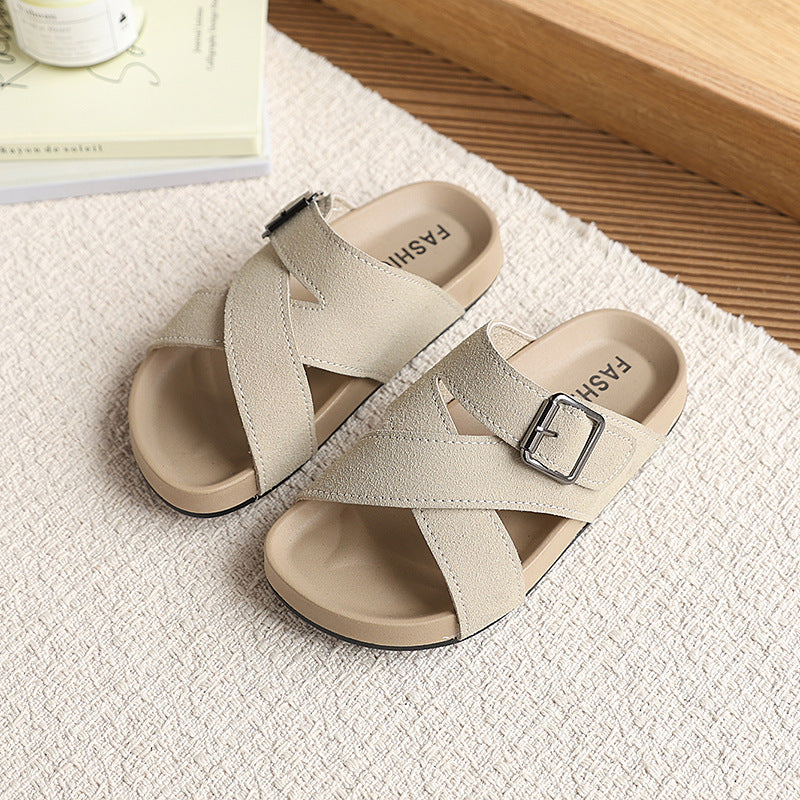 Birkenstock boys' cork sandals - new summer casual style for kids, indoor/outdoor flip-flops for older children