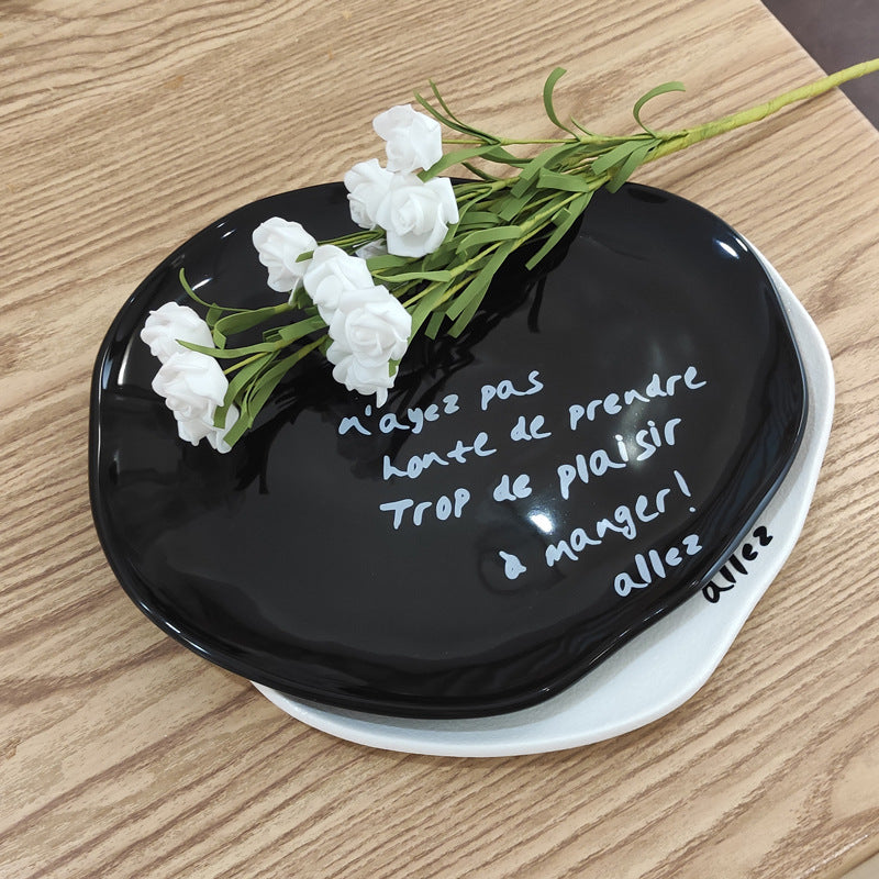 Stylishasymmetrical ceramic tray restaurant hotel casual style food plate high-looking breakfast plate photo props