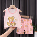 Kids' tank top set - summer new arrival: pure cotton girls' shorts outfit, korean style sleeveless set for baby boys and girls
