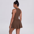 Cloud-feel half-zip fake two-piece yoga one-piece skirt running outdoor running fashion tape bottom a-line skirt tennis