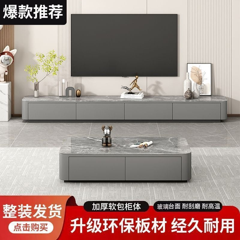 Tv cabinet casual modern living room for home small apartment floor-standing storage cabinet solid wood coffee table tv cabinet combination