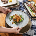Stylishretro creative ceramic tableware kiln turned flat plate restaurant hotel stoneware western food steak plate japanese round plate