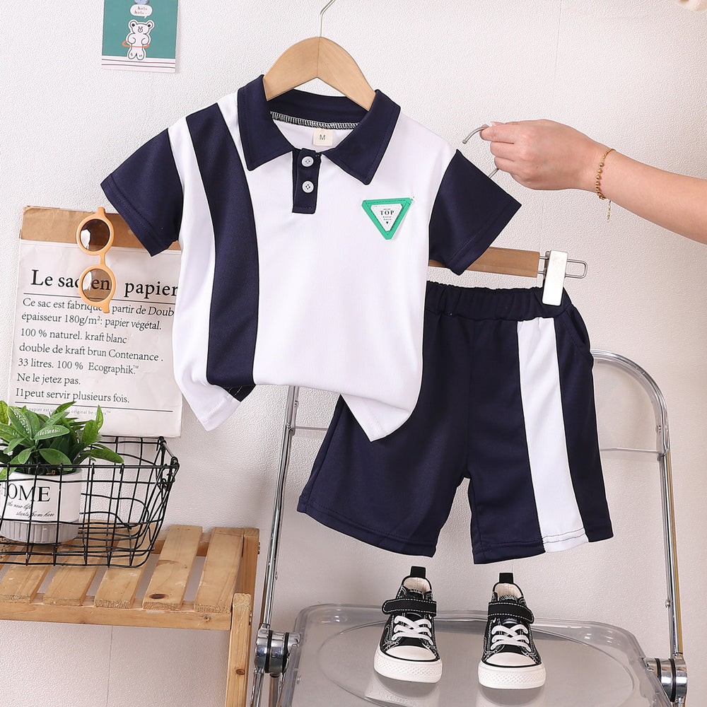 Boys' outfit  trendy 0-5 years old kids short sleeve polo shirt infant casual summer clothing summer short sleeve set