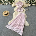 French chic collar sweetheart vest pleated skirt two-piece set - elegant, stylish, and high-end summer collection for women