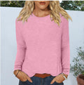new women's casual long-sleeve solid color crew neck t-shirt for cross-border