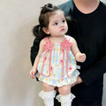 Summer lightweight chic & cute versatile dress - new sweet style baby girl floral suspender romper dress