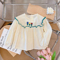 spring/autumn new collection: pure cotton girls' blouse - stylish baby doll shirt with korean-style peter pan collar for sweet girls
