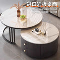 Rock slab coffee table modern casual solid wood round small apartment coffee table living room accessible luxuryfor home normcore folding marble